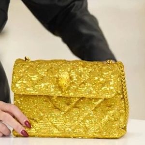 NEW Kurt Geiger Sequins Medium Kensington Bag Yellow